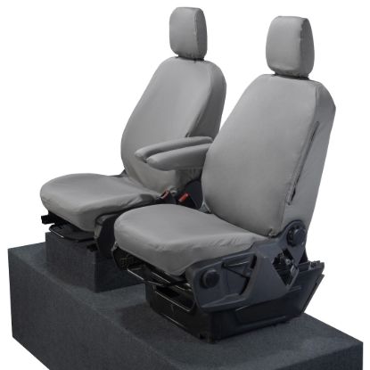 Picture of UK Custom Covers Ford Transit Custom Seat Covers Cotton-Backed PU (2013-2023) - Front (single/single) - Grey | SC275G
