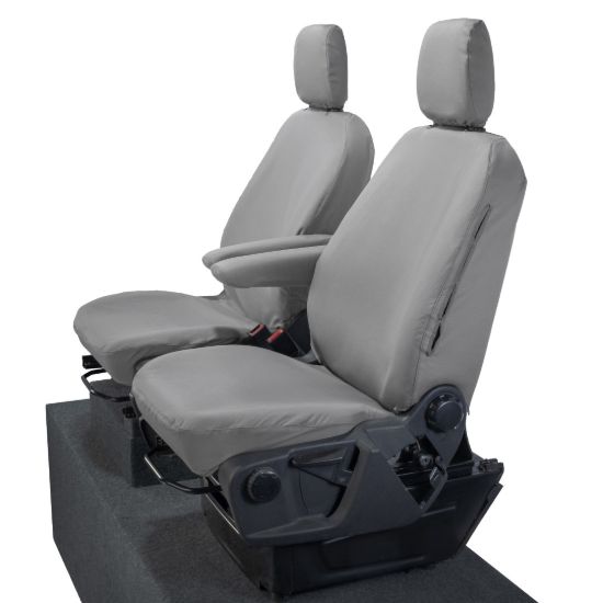Picture of UK Custom Covers Ford Transit Custom Seat Covers Cotton-Backed PU (2013-2023) - Front (single/single) - Grey | SC275G