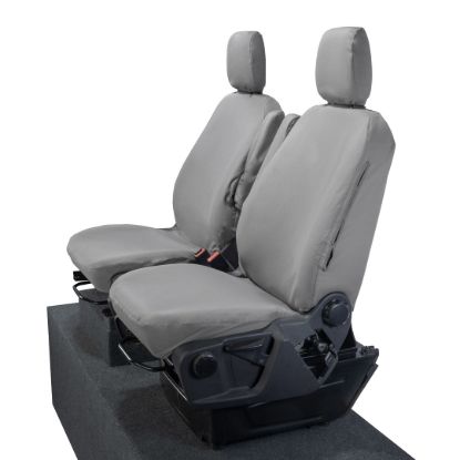 Picture of UK Custom Covers Ford Transit Custom Seat Covers Cotton-Backed PU (2013-2023) - Front (single/single) - Grey | SC275G