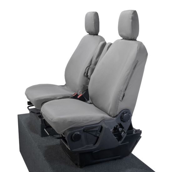 Picture of UK Custom Covers Ford Transit Custom Seat Covers Cotton-Backed PU (2013-2023) - Front (single/single) - Grey | SC275G