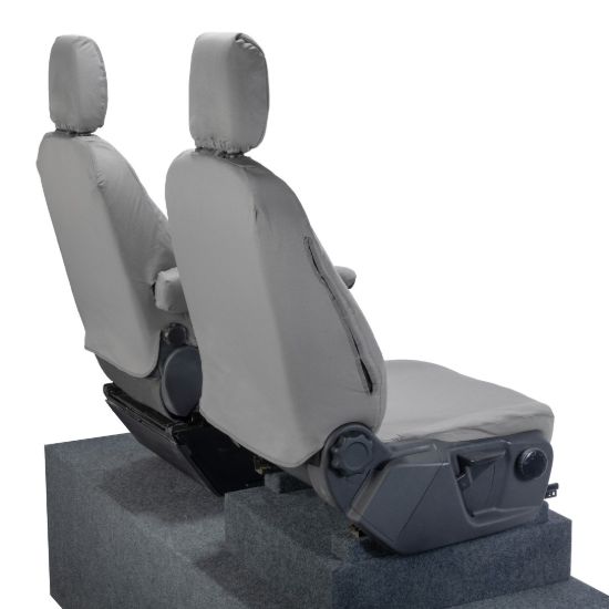 Picture of UK Custom Covers Ford Transit Custom Seat Covers Cotton-Backed PU (2013-2023) - Front (single/single) - Grey | SC275G