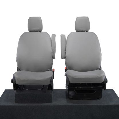 Picture of UK Custom Covers Ford Transit Custom Seat Covers Cotton-Backed PU (2013-2023) - Front (single/single) - Grey | SC275G