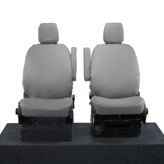 Picture of UK Custom Covers Ford Transit Custom Seat Covers Cotton-Backed PU (2013-2023) - Front (single/single) - Grey | SC275G