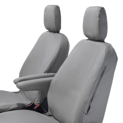 Picture of UK Custom Covers Ford Transit Custom Seat Covers Cotton-Backed PU (2013-2023) - Front (single/single) - Grey | SC275G
