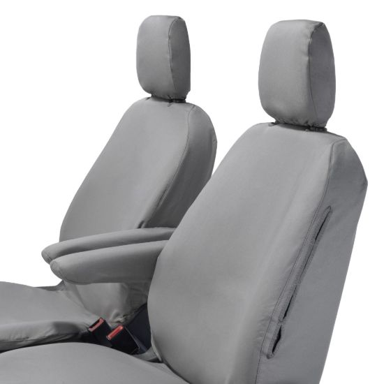 Picture of UK Custom Covers Ford Transit Custom Seat Covers Cotton-Backed PU (2013-2023) - Front (single/single) - Grey | SC275G