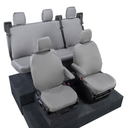 Picture of UK Custom Covers Ford Transit Custom Seat Covers Cotton-Backed PU (2013-2023) - Front & Rear (5 seats) - Grey | SC275G-131G