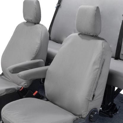 Picture of UK Custom Covers Ford Transit Custom Seat Covers Cotton-Backed PU (2013-2023) - Front & Rear (5 seats) - Grey | SC275G-131G