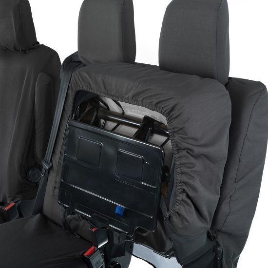 Picture of UK Custom Covers Vauxhall Vivaro Seat Covers Cotton-Backed PU (2019 Onwards) - Front Single/Double Split Passenger Base WITH Pull Down Tray | SC294B