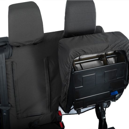 Picture of UK Custom Covers Vauxhall Vivaro Seat Covers Cotton-Backed PU (2019 Onwards) - Front Single/Double Split Passenger Base WITH Pull Down Tray | SC294B
