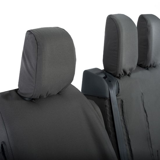 Picture of UK Custom Covers Vauxhall Vivaro Seat Covers Cotton-Backed PU (2019 Onwards) - Front Single/Double Split Passenger Base WITH Pull Down Tray | SC294B