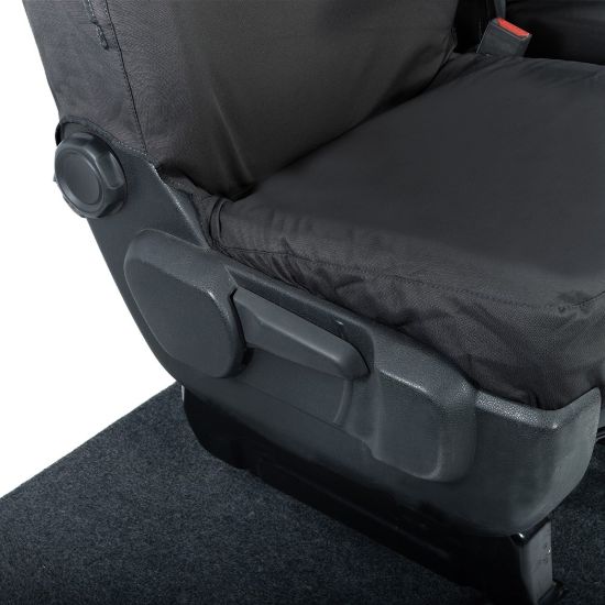 Picture of UK Custom Covers Vauxhall Vivaro Seat Covers Cotton-Backed PU (2019 Onwards) - Front Single/Double Split Passenger Base WITH Pull Down Tray | SC294B