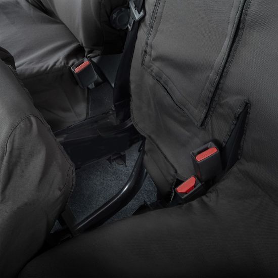 Picture of UK Custom Covers Toyota Proace Seat Covers Cotton-Backed PU (2016 Onwards) - Front Single/Double WITH Pull Down Tray Black | SC294B