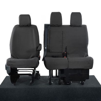 UK Custom Covers Citroen Dispatch Cotton-Backed Front Seat Covers (2016 Onwards) Black - Single/Double WITH Pull Down Tray