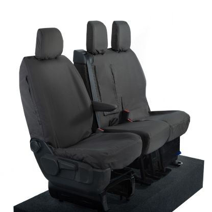 Picture of UK Custom Covers Citroen Dispatch Cotton-Backed Front Seat Covers (2016 Onwards) Black - Single/Double WITH Pull Down Tray | SC294B