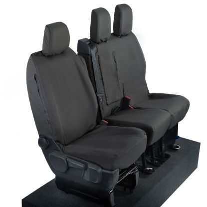 Picture of UK Custom Covers Citroen Dispatch Cotton-Backed Front Seat Covers (2016 Onwards) Black - Single/Double WITH Pull Down Tray | SC294B