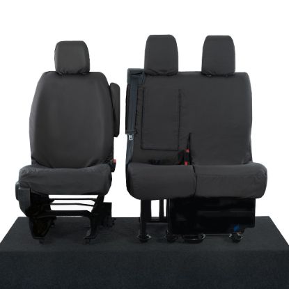Picture of UK Custom Covers Citroen Dispatch Cotton-Backed Front Seat Covers (2016 Onwards) Black - Single/Double WITH Pull Down Tray | SC294B