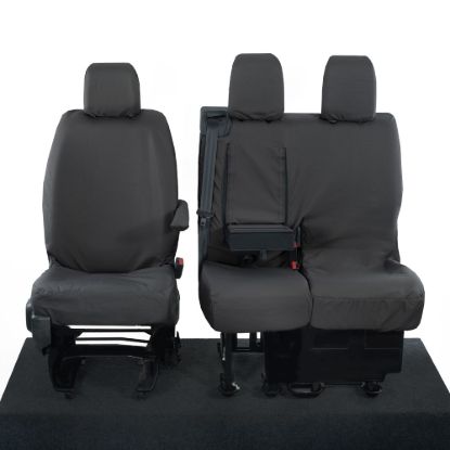 Picture of UK Custom Covers Citroen Dispatch Cotton-Backed Front Seat Covers (2016 Onwards) Black - Single/Double WITH Pull Down Tray | SC294B