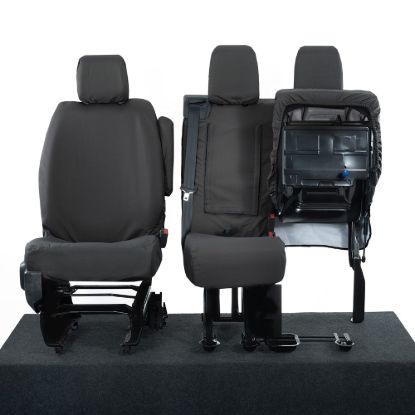 Picture of UK Custom Covers Citroen Dispatch Cotton-Backed Front Seat Covers (2016 Onwards) Black - Single/Double WITH Pull Down Tray | SC294B