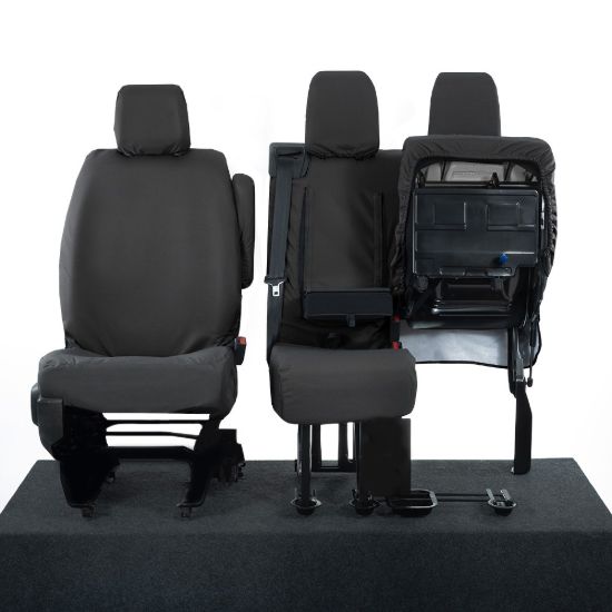 Picture of UK Custom Covers Citroen Dispatch Cotton-Backed Front Seat Covers (2016 Onwards) Black - Single/Double WITH Pull Down Tray | SC294B