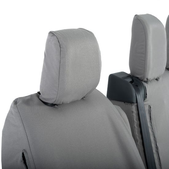 Picture of UK Custom Covers Vauxhall Vivaro Seat Covers Cotton-Backed PU (2019 Onwards) - Front Single/Double Split Passenger Base WITH Pull Down Tray - Grey | SC294G