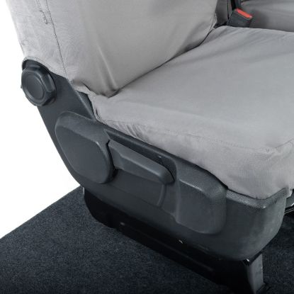 Picture of UK Custom Covers Vauxhall Vivaro Seat Covers Cotton-Backed PU (2019 Onwards) - Front Single/Double Split Passenger Base WITH Pull Down Tray - Grey | SC294G