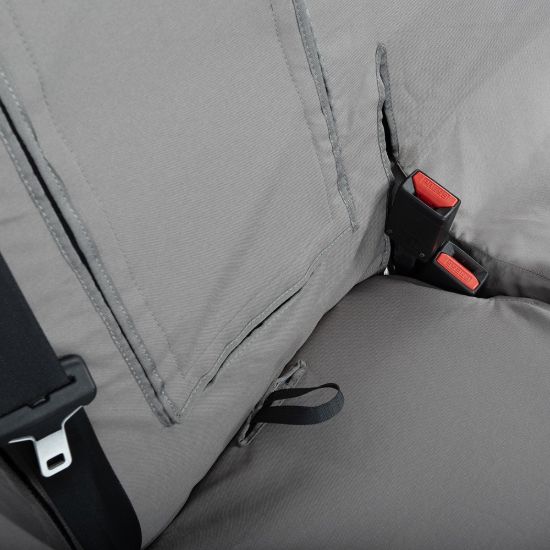 Picture of UK Custom Covers Vauxhall Vivaro Seat Covers Cotton-Backed PU (2019 Onwards) - Front Single/Double Split Passenger Base WITH Pull Down Tray - Grey | SC294G