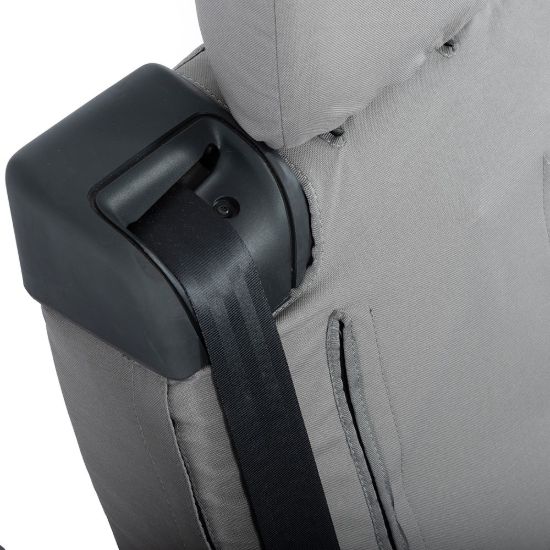 Picture of UK Custom Covers Vauxhall Vivaro Seat Covers Cotton-Backed PU (2019 Onwards) - Front Single/Double Split Passenger Base WITH Pull Down Tray - Grey | SC294G