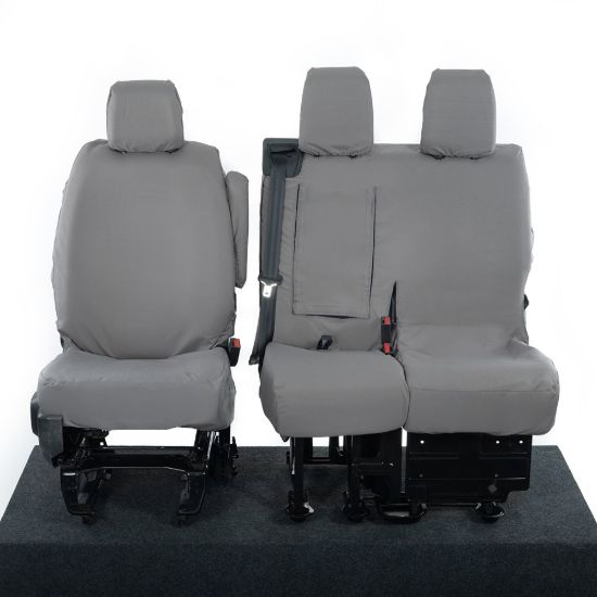 Picture of UK Custom Covers Toyota Proace Seat Covers Cotton-Backed PU (2016 Onwards) - Front Single/Double WITH Pull Down Tray Grey | SC294G