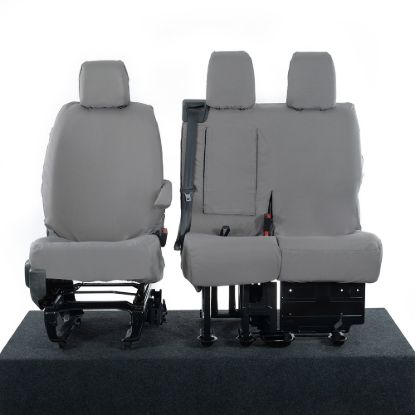 UK Custom Covers Citroen Dispatch Cotton-Backed Front Seat Covers (2016 Onwards) Grey - Single/Double WITH Pull Down Tray