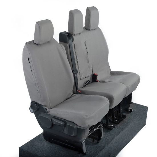 Picture of UK Custom Covers Citroen Dispatch Cotton-Backed Front Seat Covers (2016 Onwards) Grey - Single/Double WITH Pull Down Tray | SC294G