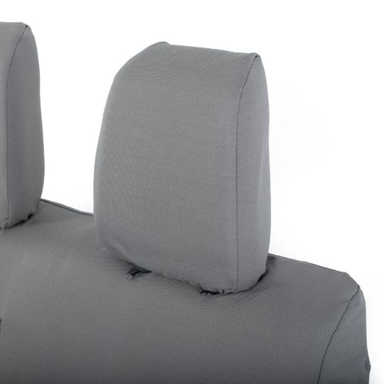 Picture of UK Custom Covers Vauxhall Vivaro Seat Covers Cotton-Backed PU (2019 Onwards) - Front & Rear Single/Double Split Passenger Base WITH Pull Down Tray - Grey | SC294G-422G