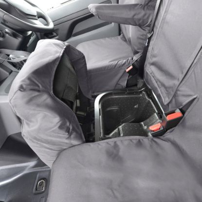Picture of UK Custom Covers Citroen Dispatch Cotton-Backed Front & Rear Seat Covers (2016 Onwards) Grey - Front Single/Double WITH Pull Down Tray | SC294G-422G
