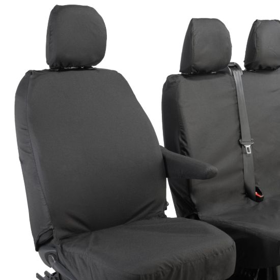 Picture of UK Custom Covers Vauxhall Vivaro Seat Covers Cotton-Backed PU (2014-2019) - Front Single/Double NO Split Passenger Seat | SC296B