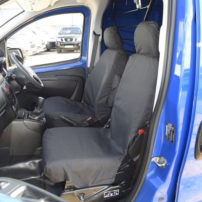 UK Custom Covers Fiat Fiorino Cotton-Backed Front Seat Covers (2008 Onwards) - Single/Single With Folding Passenger Seat