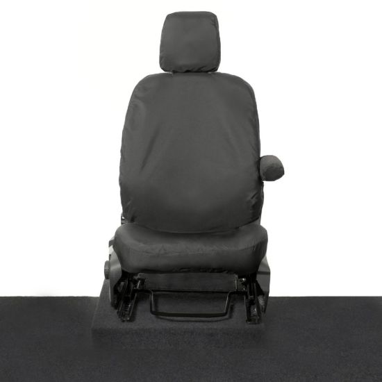 UK Custom Covers Ford Transit Custom Seat Covers Cotton-Backed PU (2013-2023) - Driver Only / Black