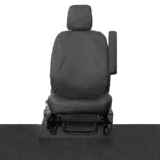 Picture of UK Custom Covers Ford Transit Custom Seat Covers Cotton-Backed PU (2013-2023) - Driver Only / Black | SC307B