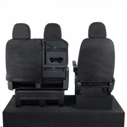 Picture of UK Custom Covers MAN TGE Front Seat Covers Cotton-Backed (2017 Onwards) Black - With Folding Middle Seat | SC308B