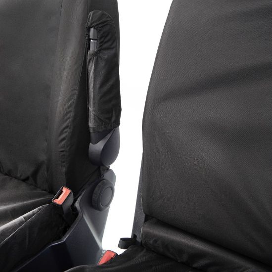 Picture of UK Custom Covers VW Crafter Cotton-Backed Front Seat Covers (2017 Onwards) Black - Single/Double With Folding Middle Seat | SC308B