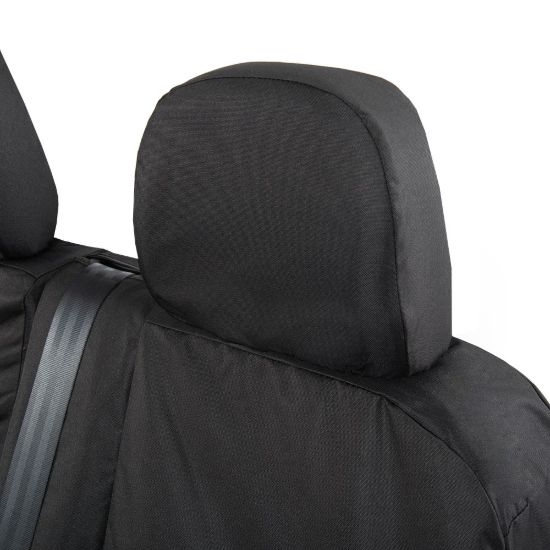 Picture of UK Custom Covers VW Crafter Cotton-Backed Front Seat Covers (2017 Onwards) Black - Single/Double With Folding Middle Seat | SC308B