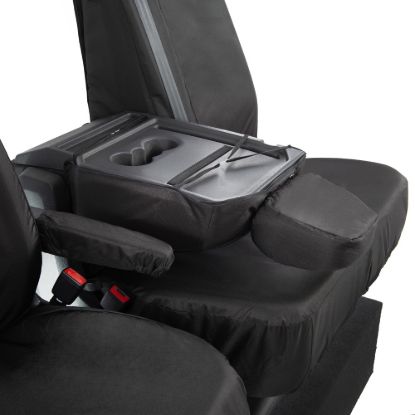 Picture of UK Custom Covers VW Crafter Cotton-Backed Front Seat Covers (2017 Onwards) Black - Single/Double With Folding Middle Seat | SC308B