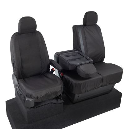 Picture of UK Custom Covers VW Crafter Cotton-Backed Front Seat Covers (2017 Onwards) Black - Single/Double With Folding Middle Seat | SC308B