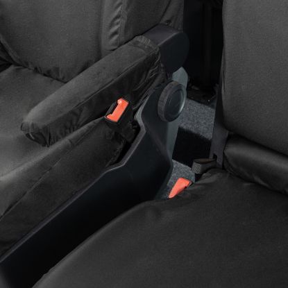Picture of UK Custom Covers MAN TGE Front & Rear Seat Covers Cotton-Backed (2017 Onwards) Black - With Front Folding Middle Seat | SC308B-416B