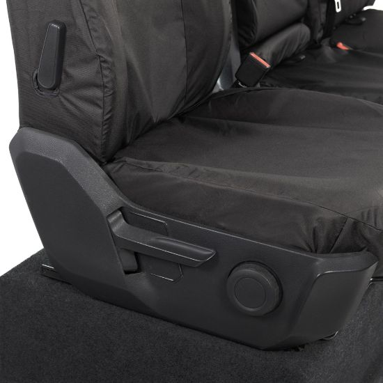 Picture of UK Custom Covers MAN TGE Front & Rear Seat Covers Cotton-Backed (2017 Onwards) Black - With Front Folding Middle Seat | SC308B-416B