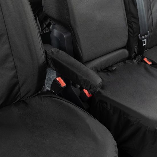 Picture of UK Custom Covers MAN TGE Front & Rear Seat Covers Cotton-Backed (2017 Onwards) Black - With Front Folding Middle Seat | SC308B-416B