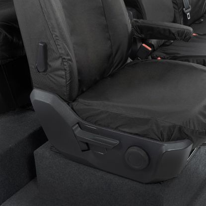 Picture of UK Custom Covers MAN TGE Front & Rear Seat Covers Cotton-Backed (2017 Onwards) Black - With Front Folding Middle Seat | SC308B-416B