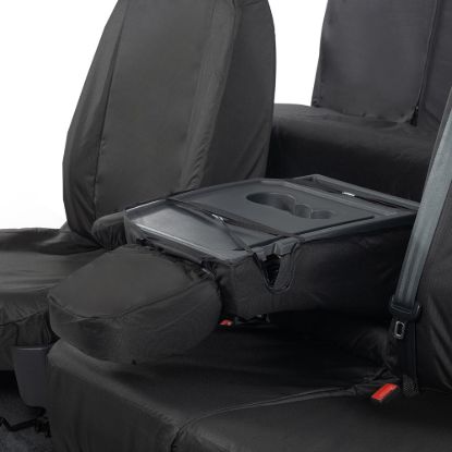 Picture of UK Custom Covers MAN TGE Front & Rear Seat Covers Cotton-Backed (2017 Onwards) Black - With Front Folding Middle Seat | SC308B-416B