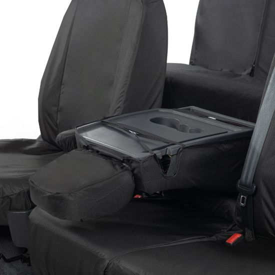 Picture of UK Custom Covers MAN TGE Front & Rear Seat Covers Cotton-Backed (2017 Onwards) Black - With Front Folding Middle Seat | SC308B-416B