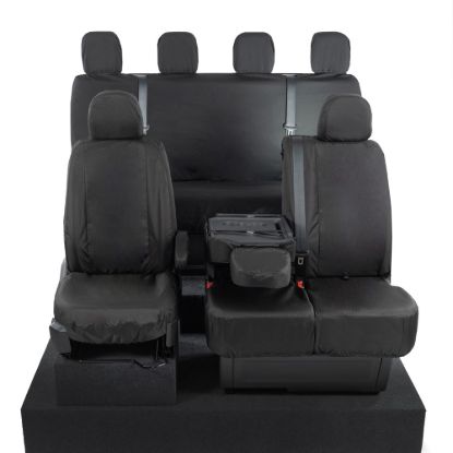 Picture of UK Custom Covers MAN TGE Front & Rear Seat Covers Cotton-Backed (2017 Onwards) Black - With Front Folding Middle Seat | SC308B-416B
