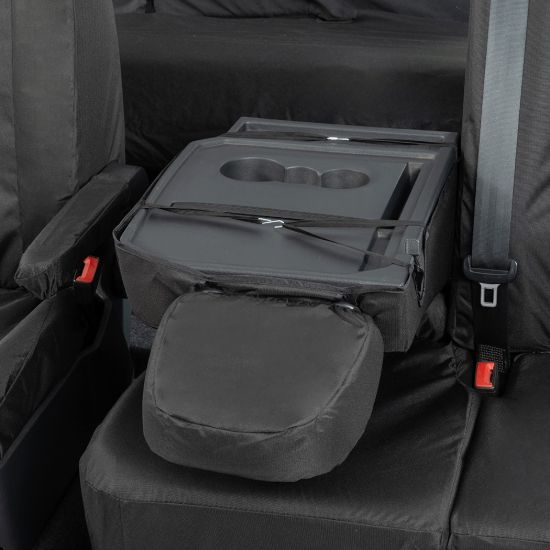 Picture of UK Custom Covers VW Crafter Cotton-Backed Front & Rear Seat Covers (2017 Onwards) Black - Front Single/Double With Folding Middle Seat | SC308B-416B