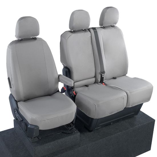 Picture of UK Custom Covers MAN TGE Front Seat Covers Cotton-Backed (2017 Onwards) Grey - With Folding Middle Seat | SC308G
